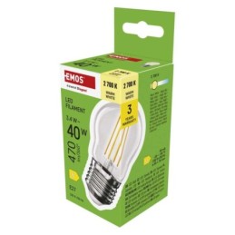 LED pirn Filament pall / E27 / 3.4 W (40 W) / 470 lm / Soe valge