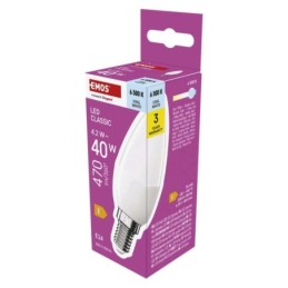 LED lemputė „Classic candle“ / E14 / 4,2 W (40 W) / 470 lm / Šalta balta