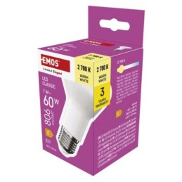 LED-lamppu Classic R63 / E27 / 7 W (60 W) / 806 lm / Soe valge