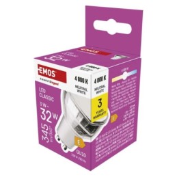 LED lemputė Classic MR16 sidabrinė / GU10 / 3 W (32 W) / 345 lm / Neutraliai balta